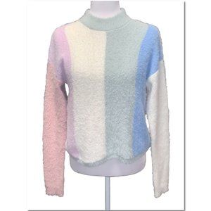 Wild Fable Fuzzy Turtleneck Block Striped Sweater Size Small EUC